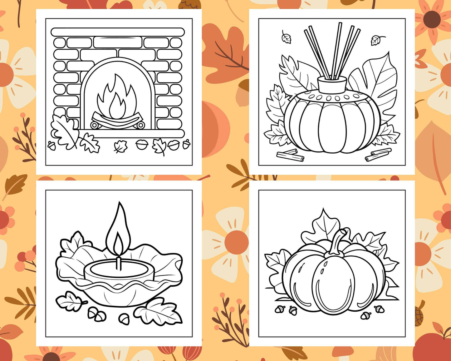 76 Bold and Easy Fall Vibes Coloring Pages Printable PDF Instant Download - RASPIEE