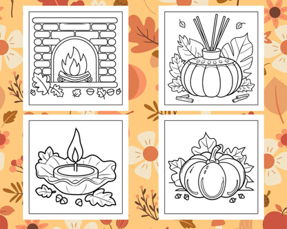 76 Bold and Easy Fall Vibes Coloring Pages Printable PDF Instant Download - RASPIEE