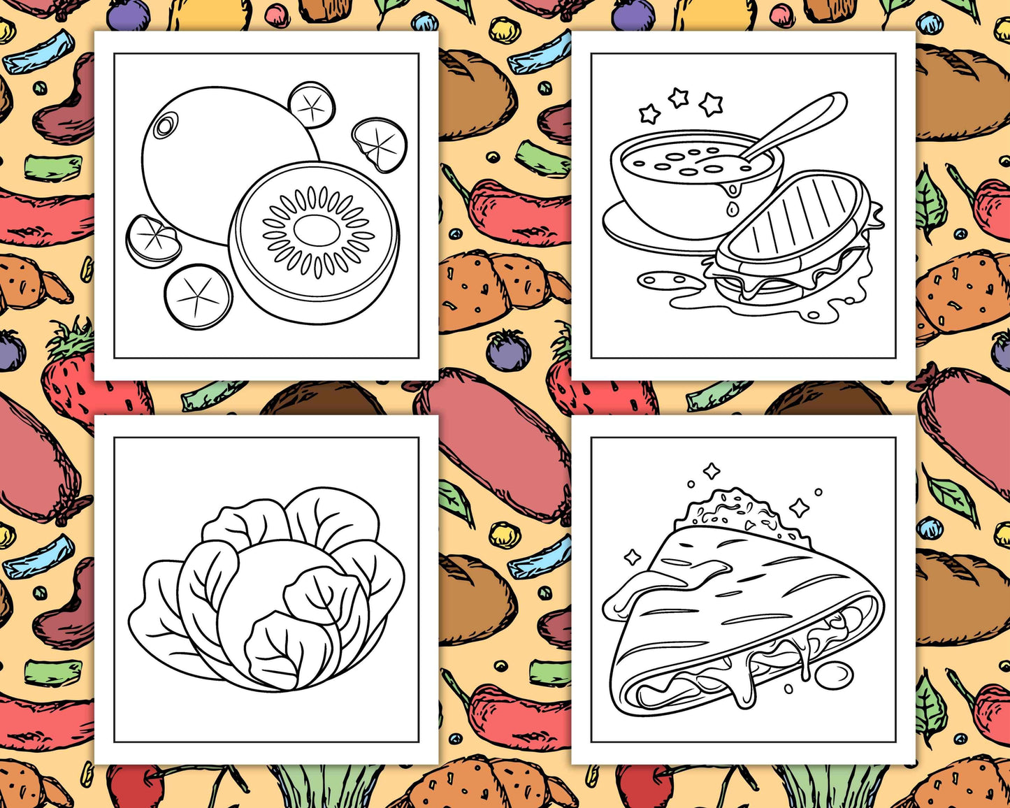 96 Food & Snacks Coloring Pages Bold & Easy Printable - RASPIEE