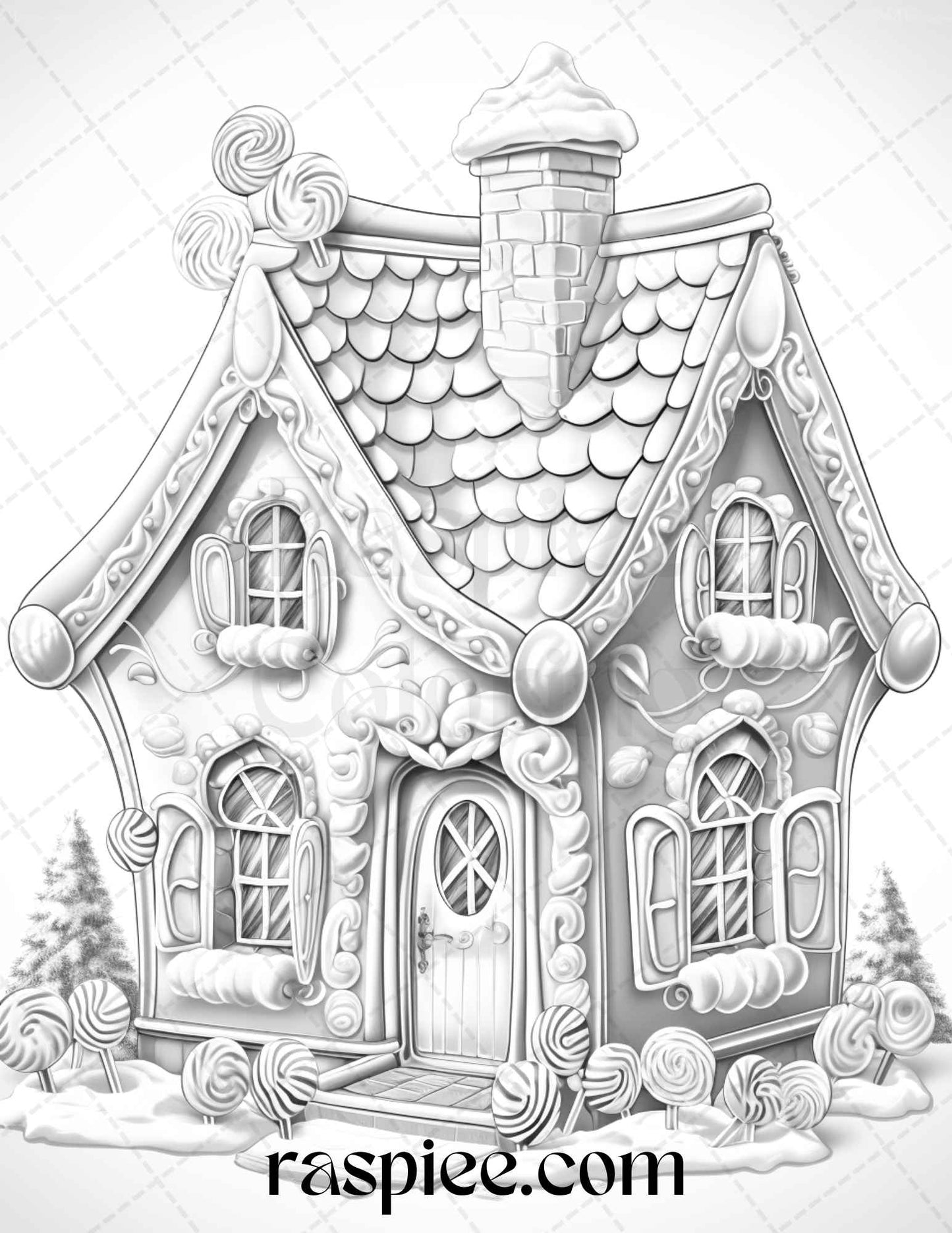 Christmas Gingerbread House Coloring Pages, Printable Coloring Pages for Adults and Kids, Grayscale Coloring Sheets, Instant Download Christmas Coloring Book
