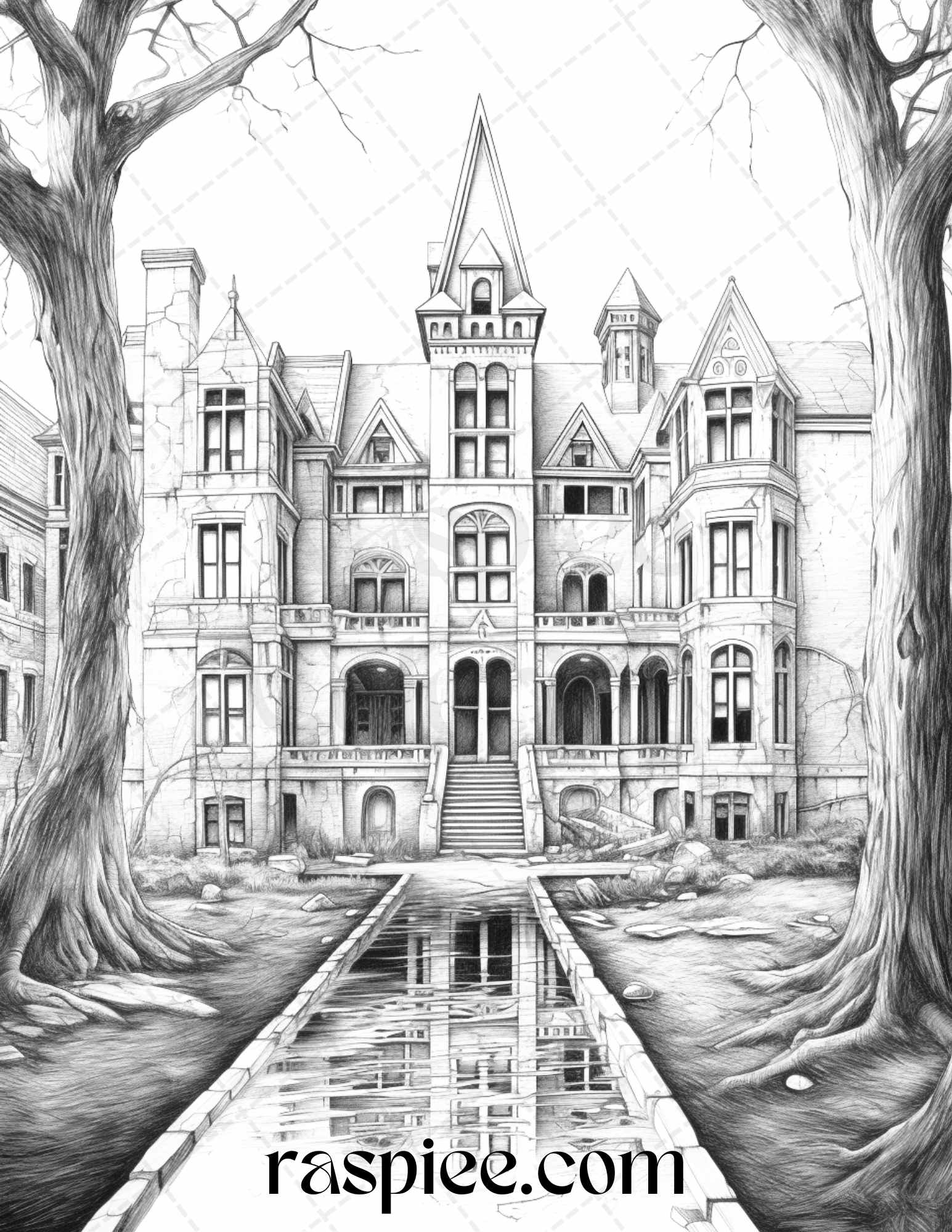 Halloween Grayscale Coloring Pages for Adults, Ghoulish Coloring Sheets Instant Download, Spooky Adult Coloring Printable, Macabre Coloring Patterns Instant Download, Creepy Halloween Coloring Relaxation, Horror-Themed Adult Coloring Pages, Grayscale Coloring Craft for October