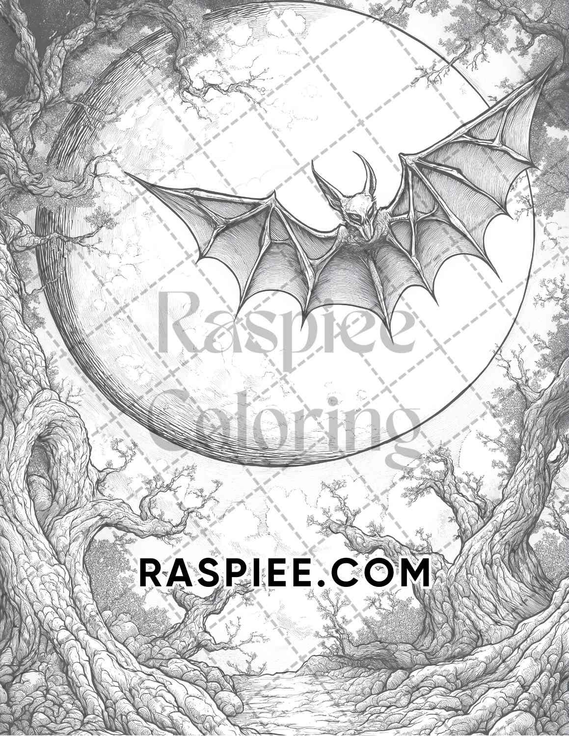 Halloween Surreal Adult Coloring Pages Printable PDF Instant Download - RASPIEE