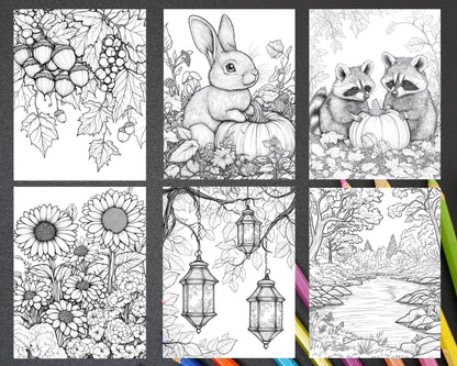 Hello Autumn Adult Coloring Pages Printable PDF Instant Download - RASPIEE