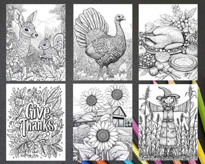 Autumn Charm Adult Coloring Pages Printable PDF Instant Download - RASPIEE