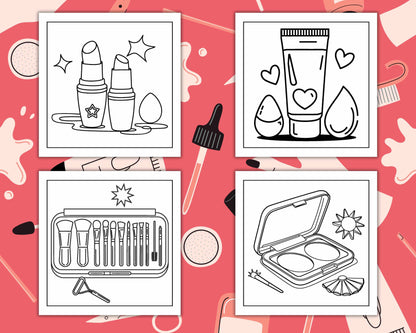 63 Bold and Easy Cosmetics Coloring Pages Printable PDF Instant Download