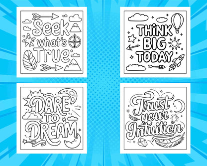 78 Bold and Easy Inspirational Words Coloring Pages Printable PDF Instant Download - RASPIEE