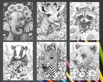 adult coloring pages, adult coloring sheets, adult coloring book pdf, adult coloring book printable, grayscale coloring pages, grayscale coloring books, baby animals coloring pages for adults, baby animals coloring book, grayscale illustration