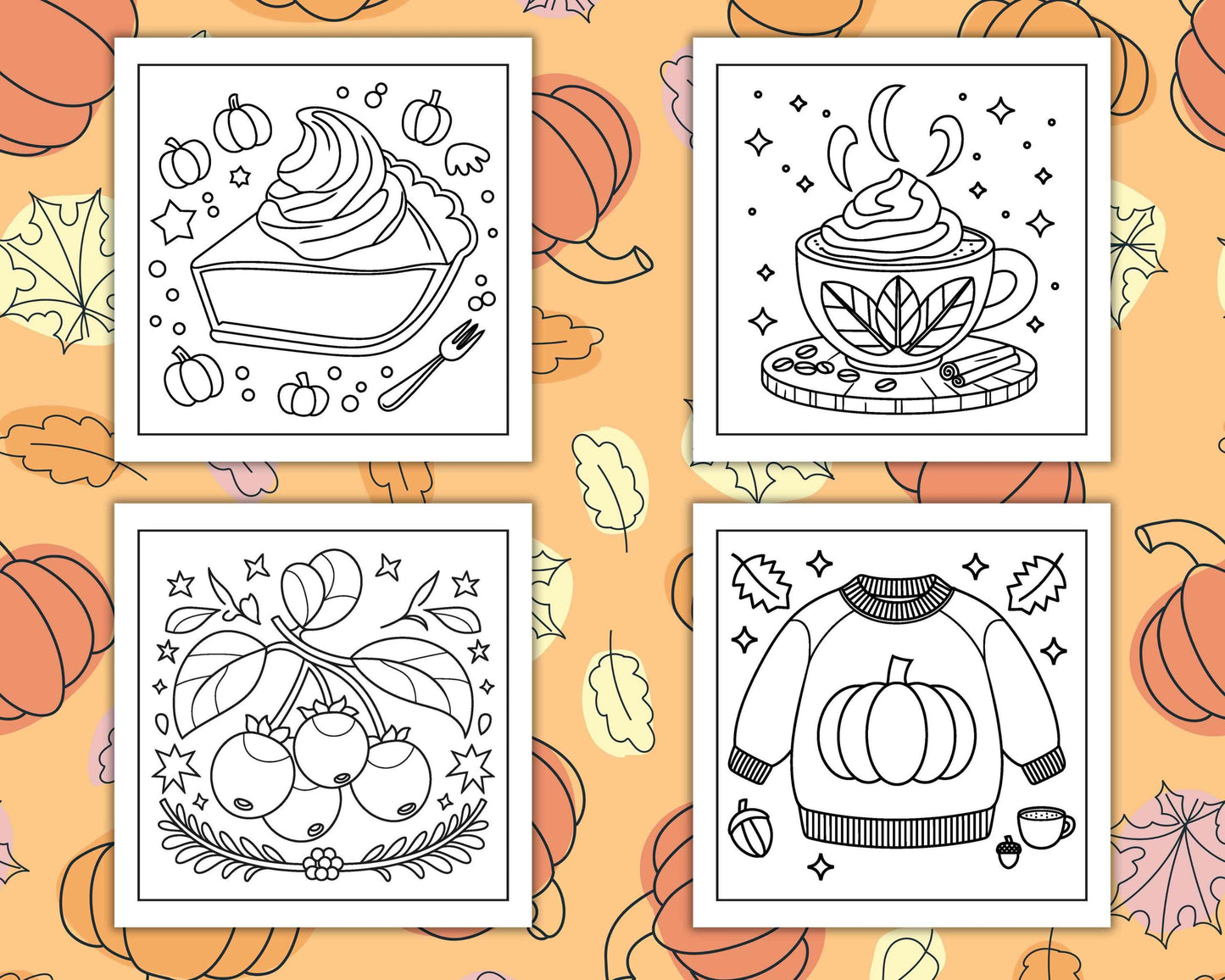 108 Bold and Easy Thanksgiving Coloring Pages Printable PDF Instant Download - RASPIEE