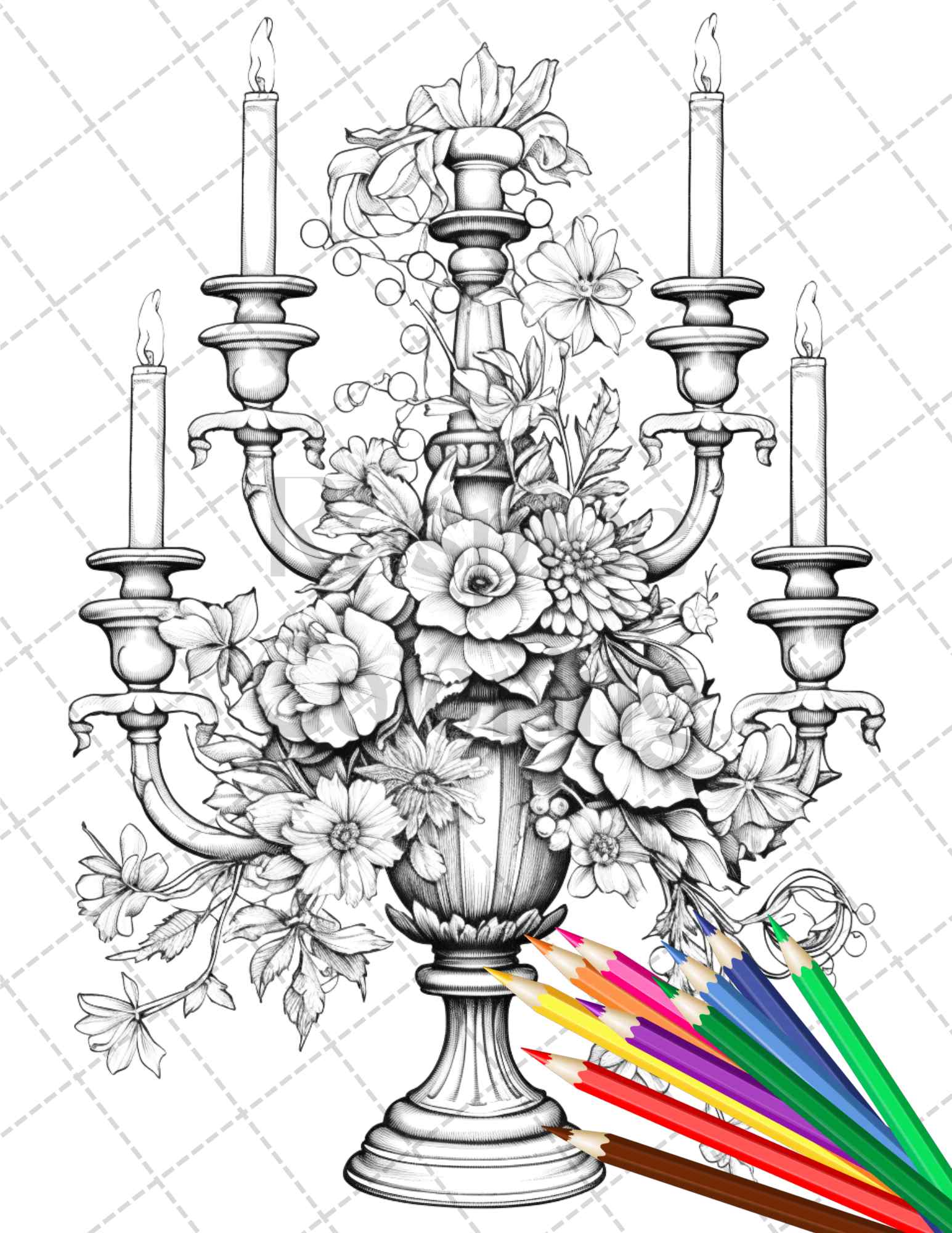 Vintage Objects Grayscale Coloring Pages Printable for Adults, Printable Grayscale Coloring Pages for Adults, Vintage Objects Coloring Book for Adults, High-Quality Grayscale Designs for Coloring, Vintage Illustrations for Adult Coloring