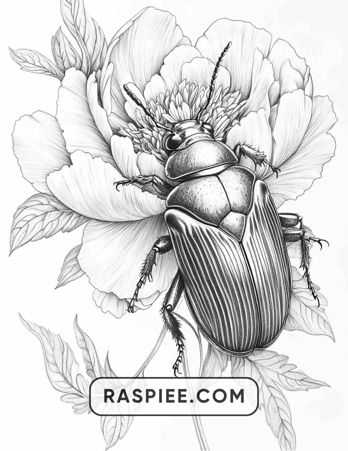 Insects and Flowers Adult Coloring Pages - RASPIEE