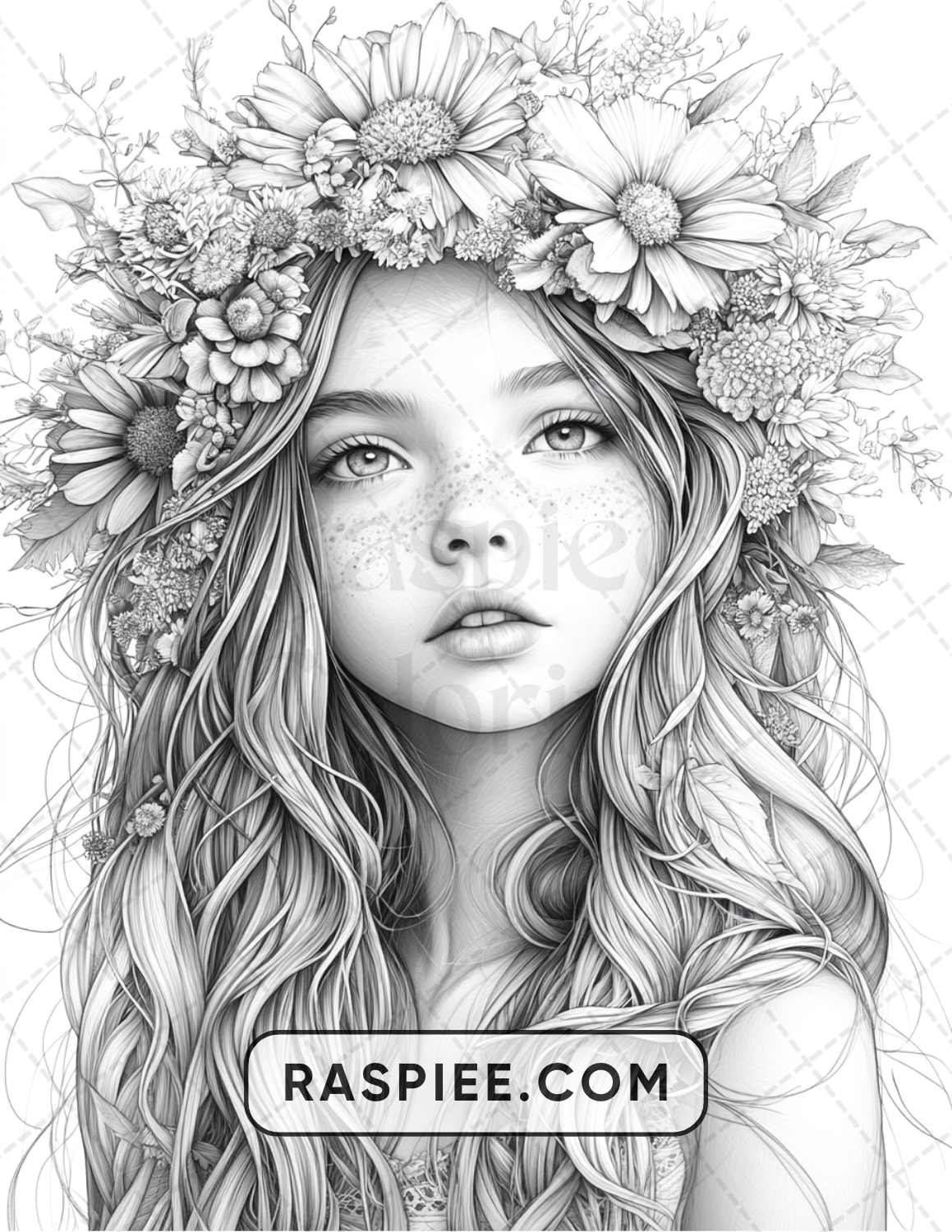 88 Bohemian Little Girls Portrait Adult Coloring Pages