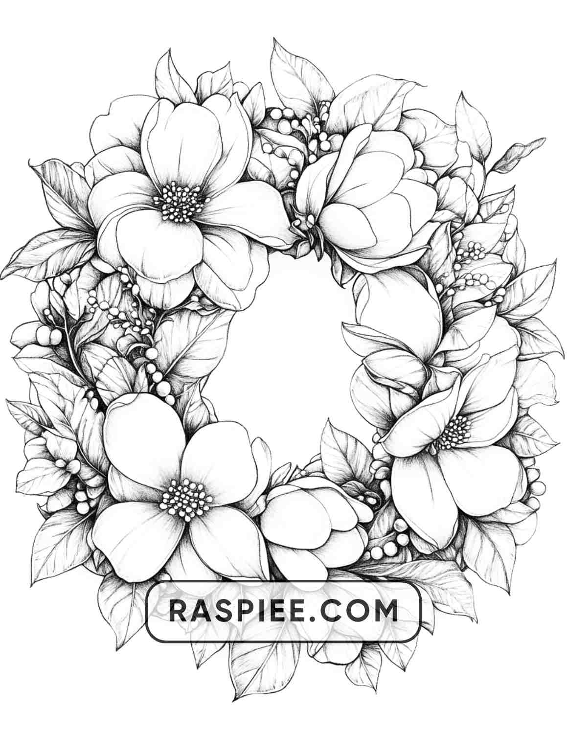 72 Christmas Wreaths Adult Coloring Pages - RASPIEE