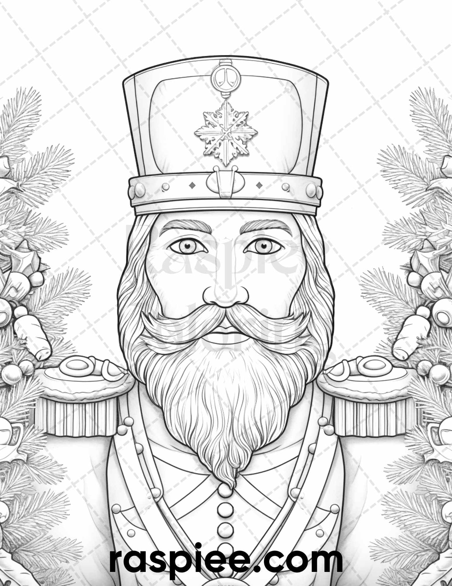 40 Christmas Nutcrackers Grayscale Coloring Pages for Adults, Printable PDF File Instant Download