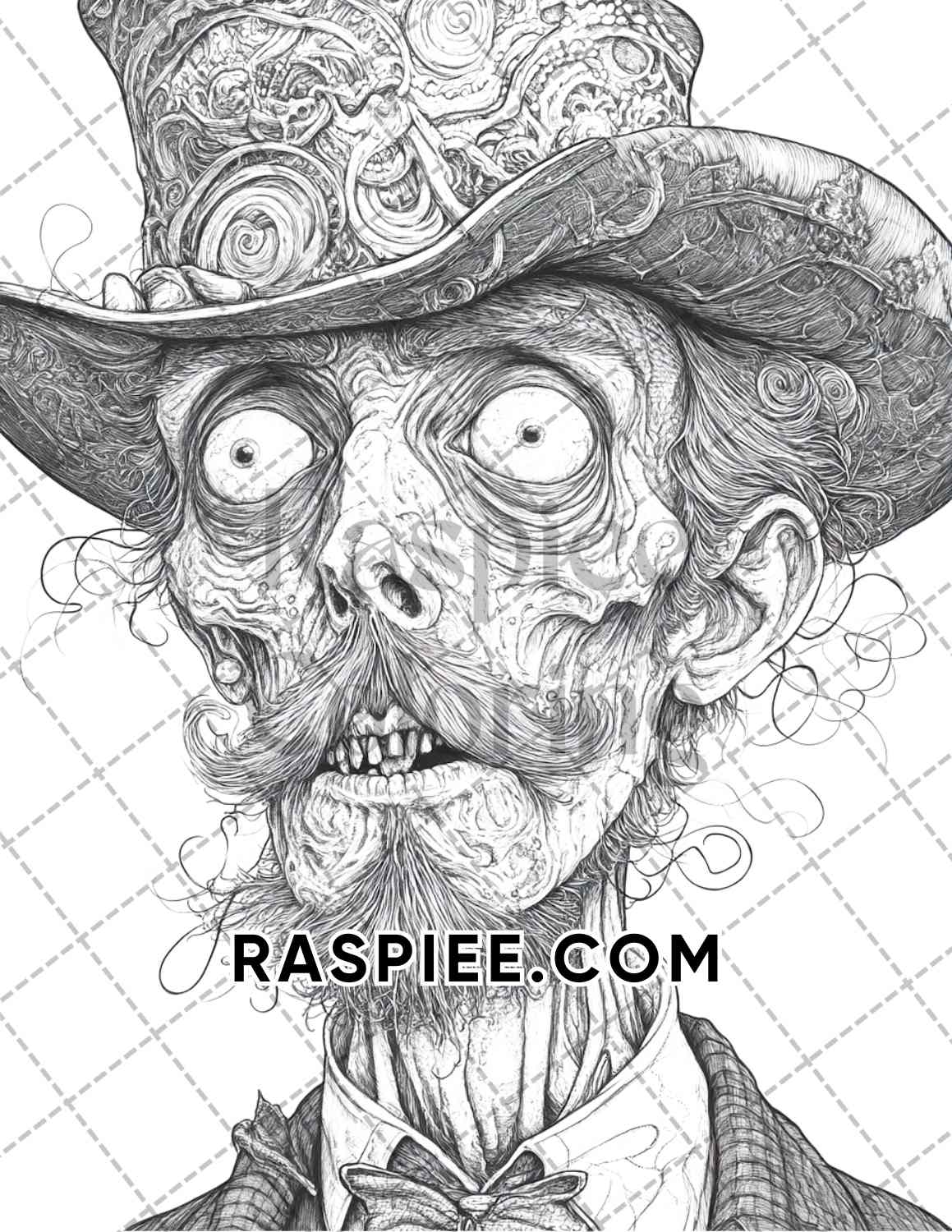 Victorian Zombies Halloween Adult Coloring Pages Printable PDF