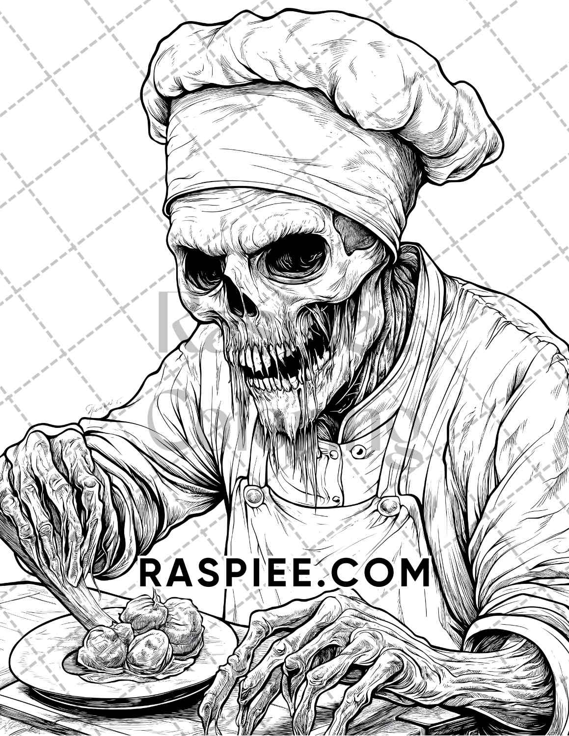 Scary Zombies Halloween Adult Coloring Pages Printable PDF Instant Download