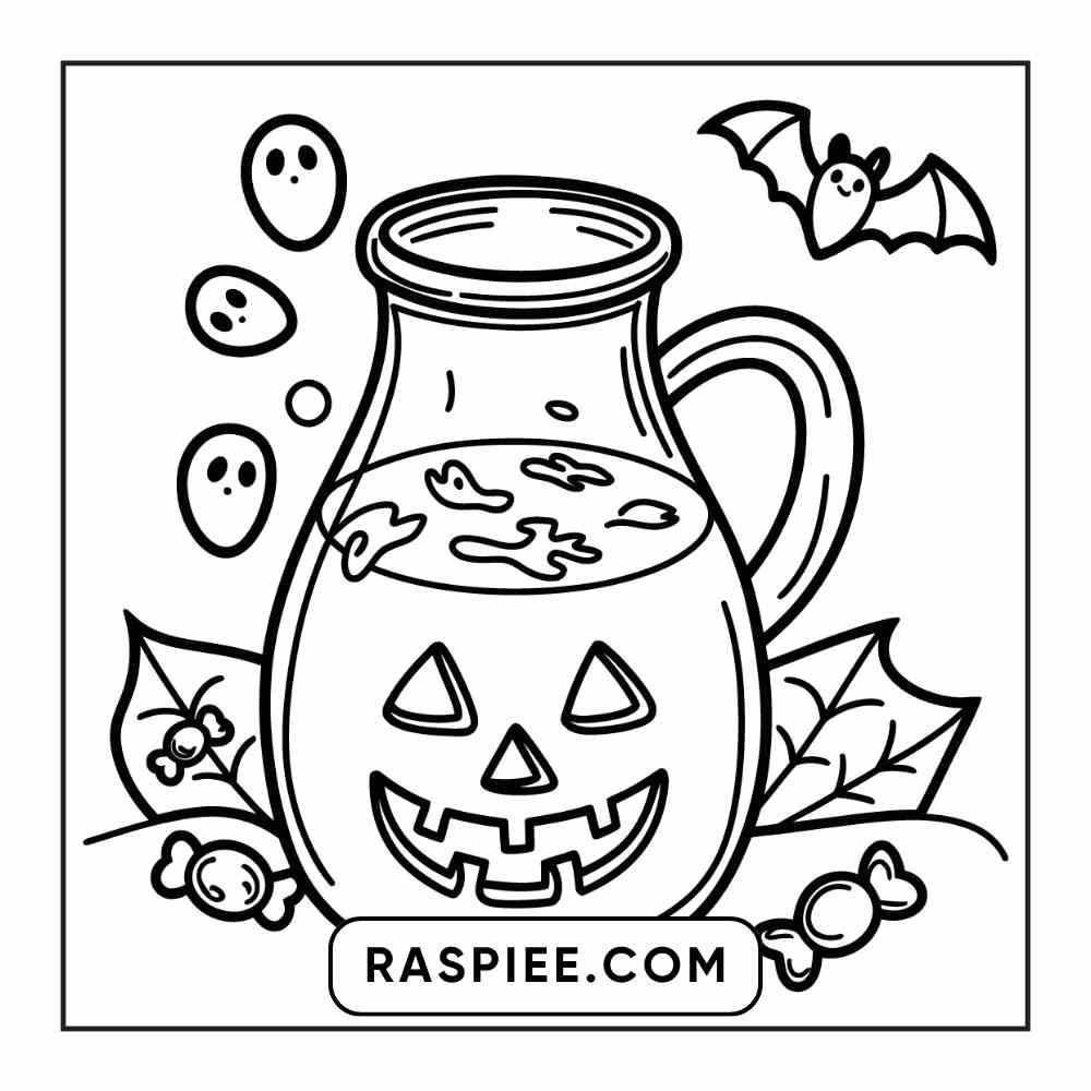 100 Bold Easy Spooky Food & Drinks Coloring Pages Printable PDF Instant Download - RASPIEE