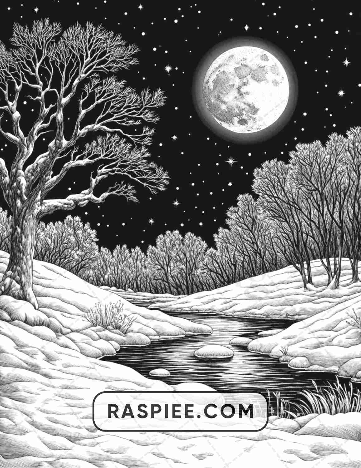 82 Winter Landscapes Adult Coloring Pages - RASPIEE