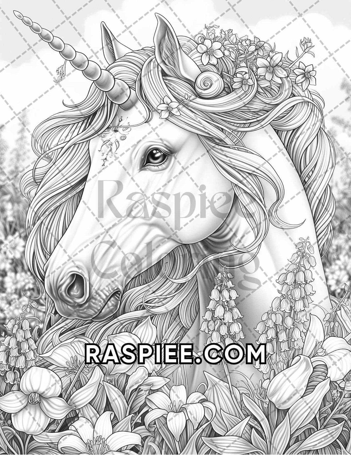 75 Animals in Flowers Grayscale Adult Coloring Pages Printable PDF Instant Download - RASPIEE