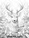 50 Christmas Deer Grayscale Coloring Pages for Adults, Printable PDF I ...