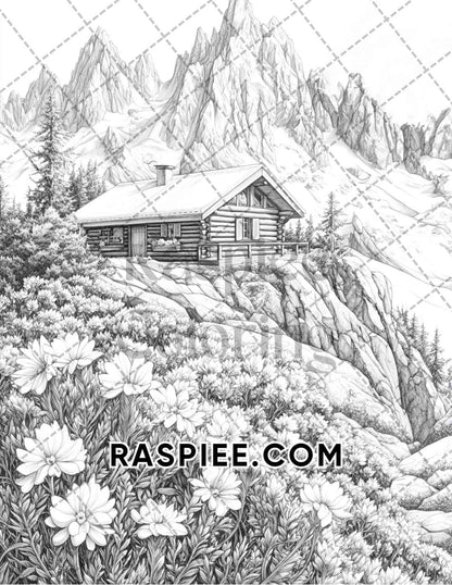 Fantasy Flower Houses Adult Coloring Pages Printable PDF Instant Download