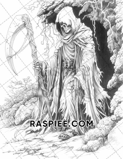 50 Spooky Monsters Halloween Adult Coloring Pages Printable PDF Instant Download - RASPIEE