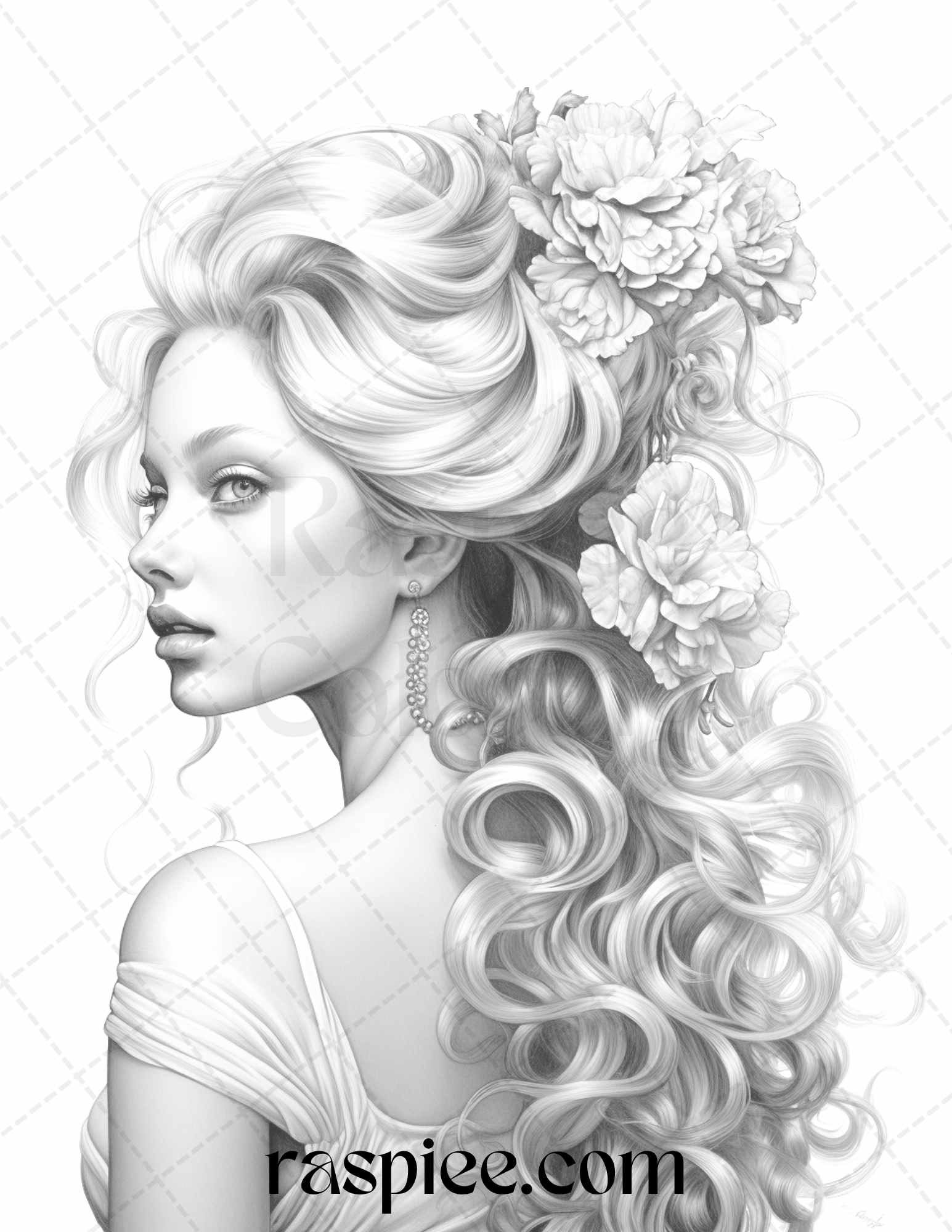 43 Beautiful Hairstyles Grayscale Coloring Pages Printable for Adults, PDF File Instant Download - Raspiee Coloring