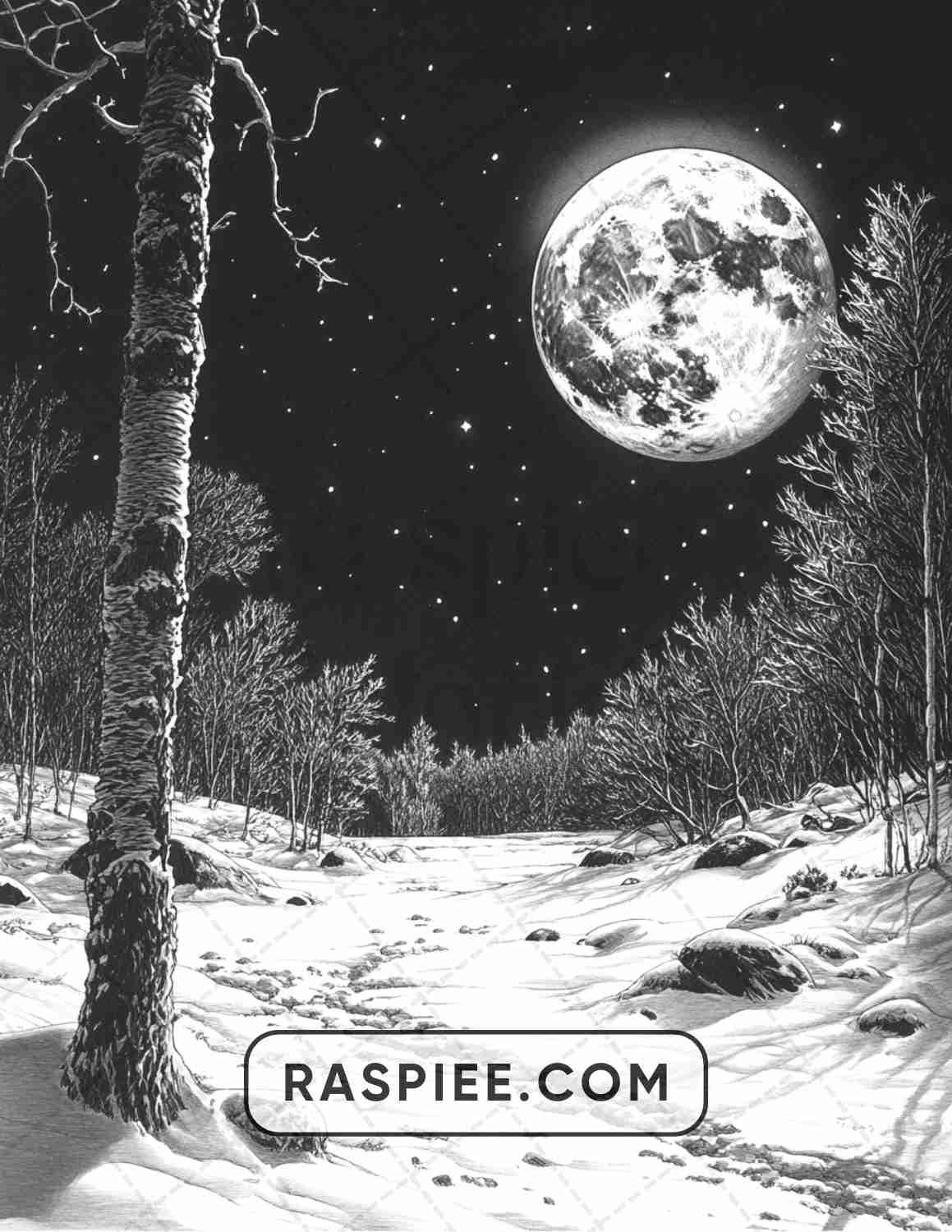 82 Winter Landscapes Adult Coloring Pages - RASPIEE