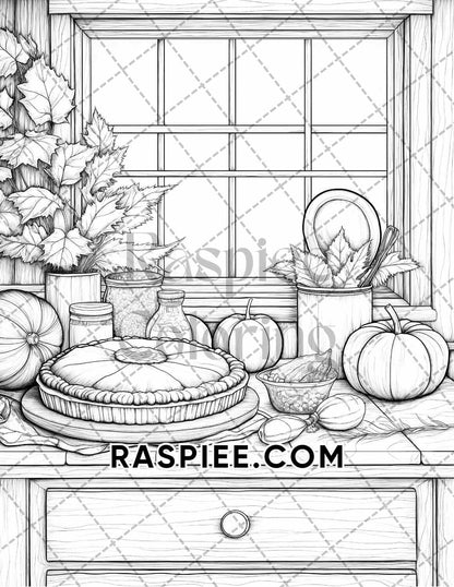 Autumn Charm Adult Coloring Pages Printable PDF Instant Download - RASPIEE