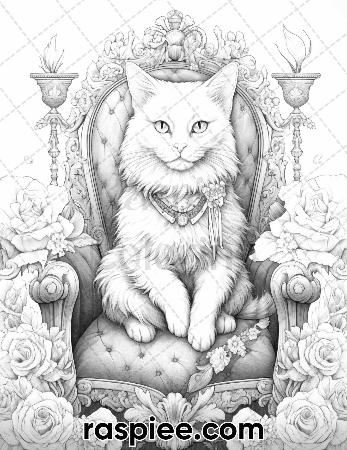 Royal King Cat Coloring Pages, Grayscale Adult Coloring Pages, Cat Lovers Coloring Pages, Animal Coloring Pages for Adults, Animal Coloring Book Printable, Animal Coloring Sheets, Cat Coloring Sheets, Cat Coloring Pages for Adults