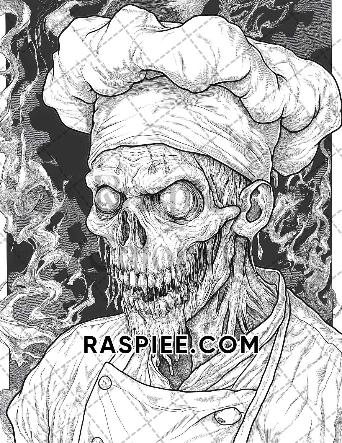 Scary Zombies Halloween Adult Coloring Pages Printable PDF Instant Download