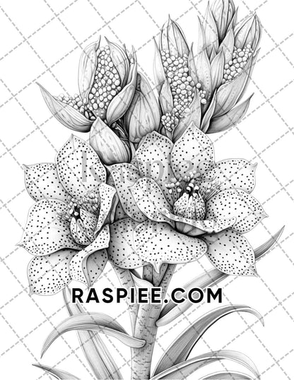 Succulent Blossoms Adult Coloring Pages Printable PDF Instant Download