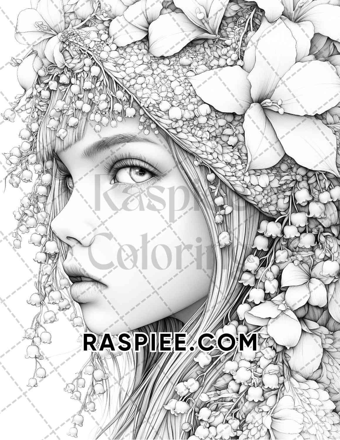 Fairy Beauties Portrait Adult Coloring Pages Printable PDF Instant Download