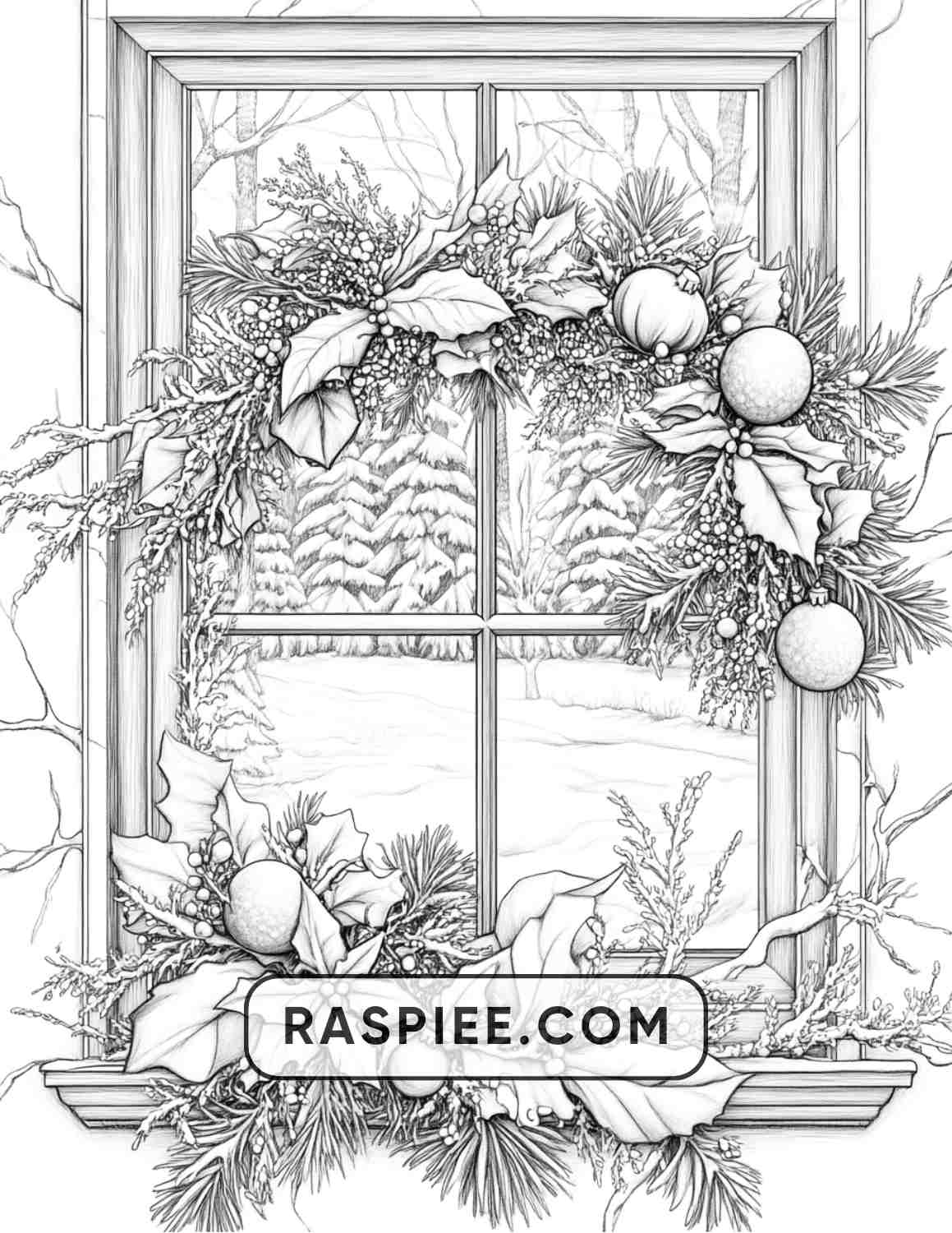 72 Christmas Wreaths Adult Coloring Pages - RASPIEE