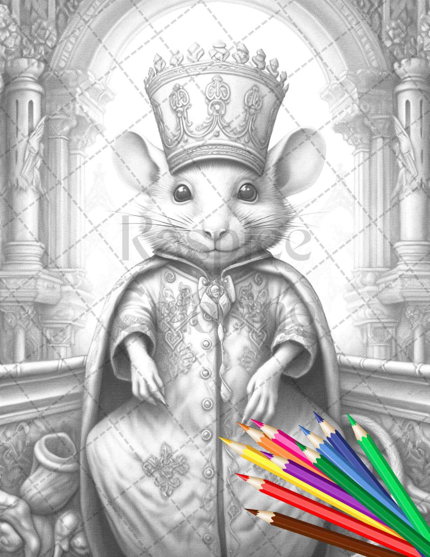 40 Little Mouse Prince Grayscale Coloring Pages Printable for Adults, PDF File Instant Download - raspiee