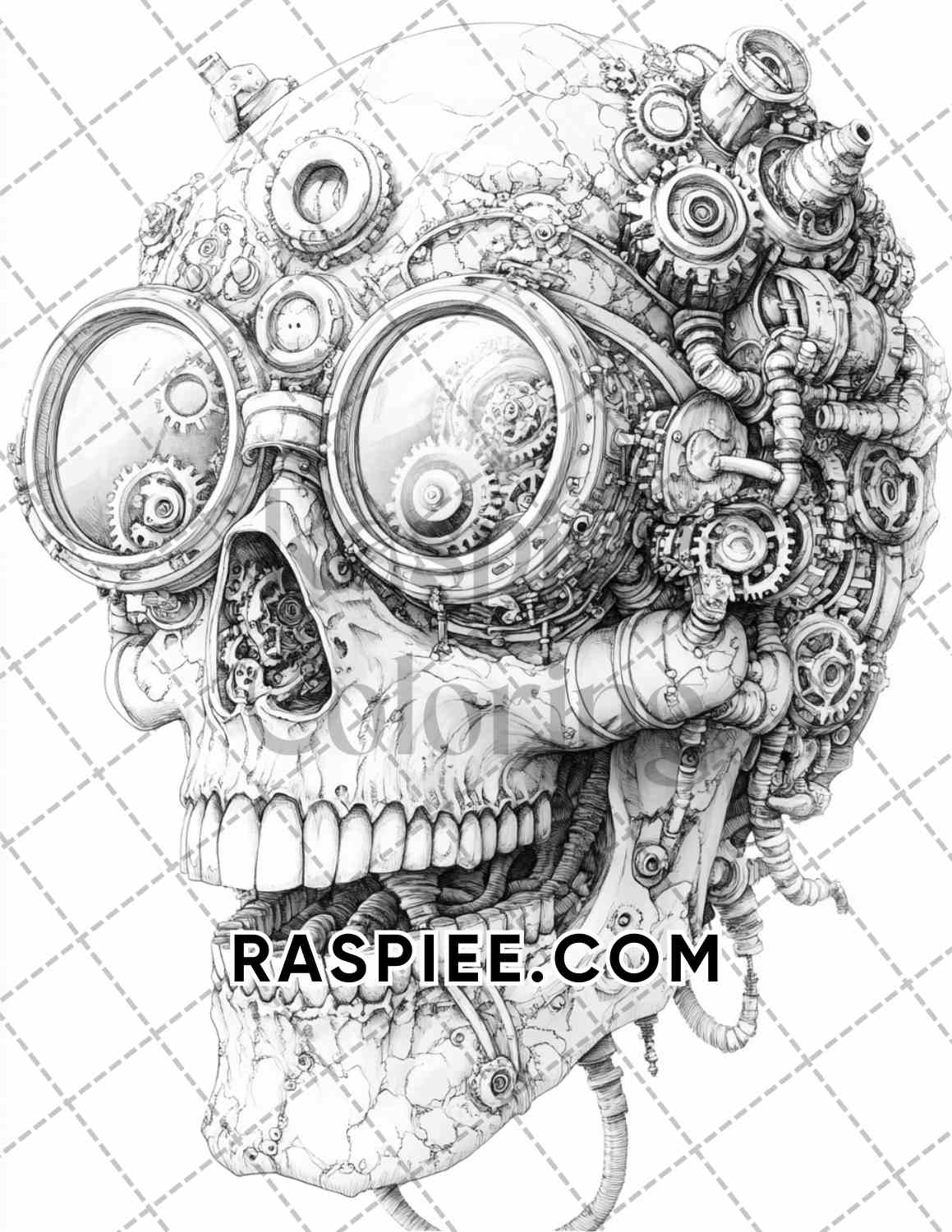 Steampunk Halloween Adult Coloring Pages Printable PDF Instant Download