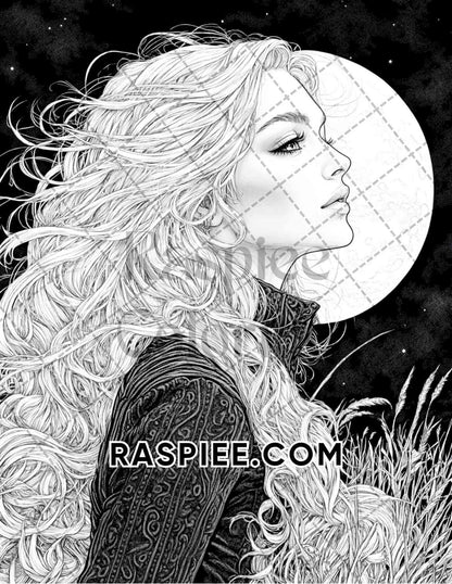 Enchanted Witches Adult Coloring Pages Printable PDF Instant Download - RASPIEE