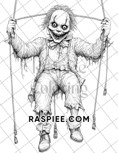 Nightmarish Creatures Halloween Adult Coloring Pages Printable PDF Instant Download