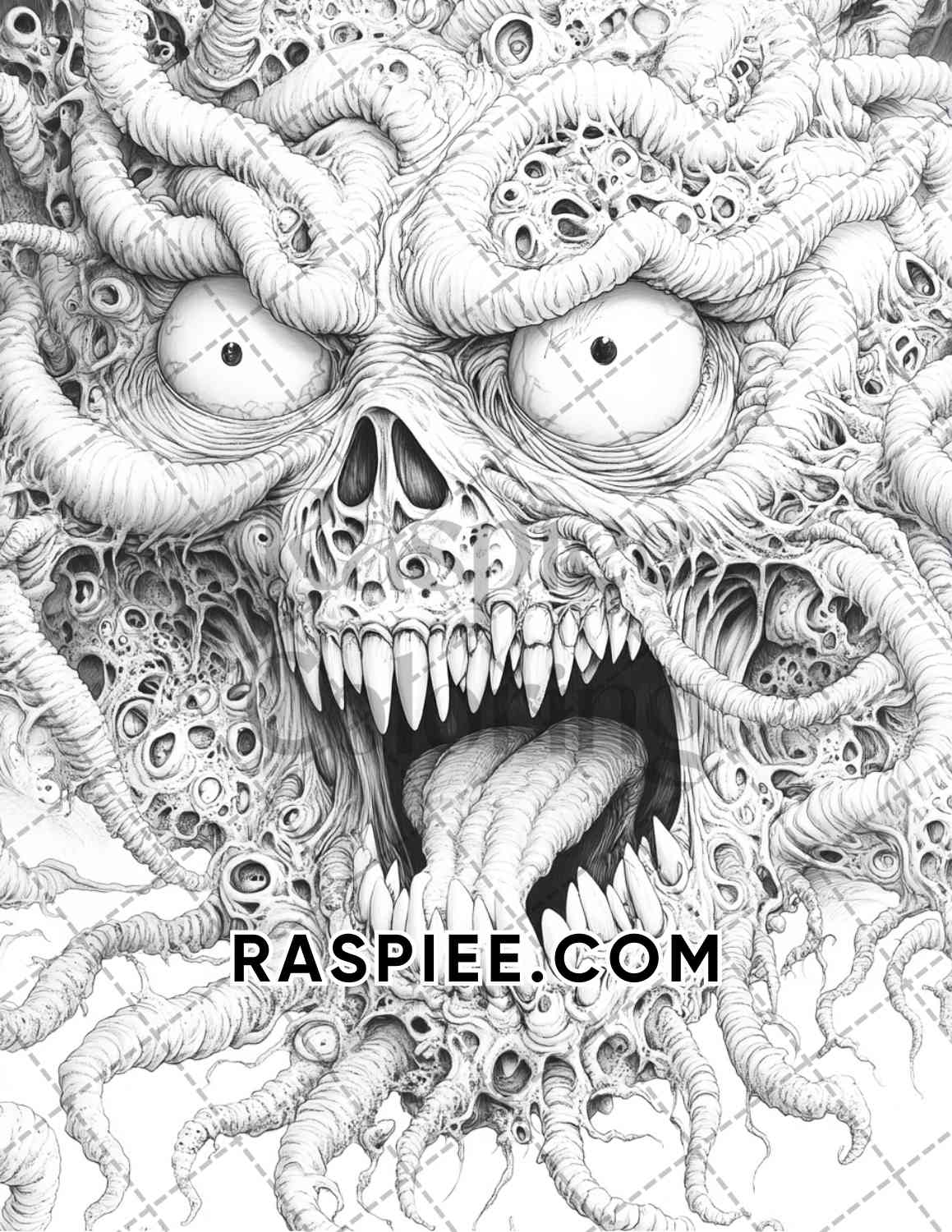 Horror Demons Halloween Adult Coloring Pages Printable PDF Instant Download