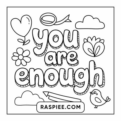 78 Bold and Easy Inspirational Words Coloring Pages Printable PDF Instant Download - RASPIEE