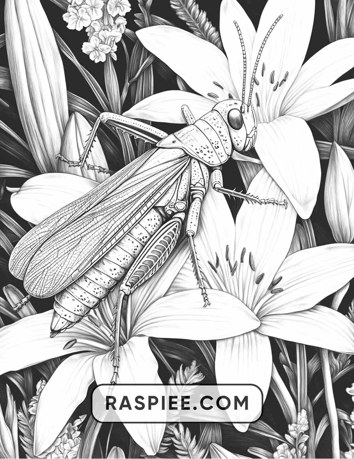 Insects and Flowers Adult Coloring Pages - RASPIEE