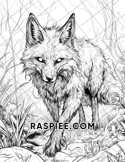 Horror Animals Halloween Adult Coloring Pages Printable PDF Instant Download