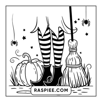 100 Bold and Easy Cute Halloween Coloring Pages Printable PDF Instant Download - RASPIEE