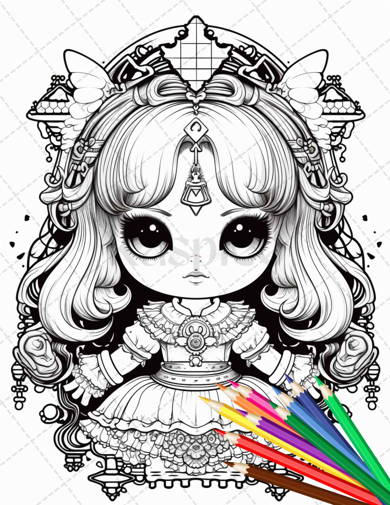 Creepy Kawaii CHIBI Horror Beauty Pastel Goth Adult Reverse Coloring Book  With Black Pages for Depression