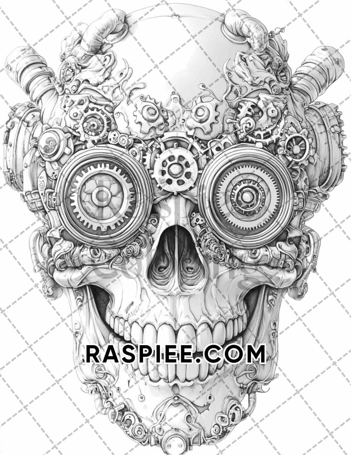 Steampunk Halloween Adult Coloring Pages Printable PDF Instant Download