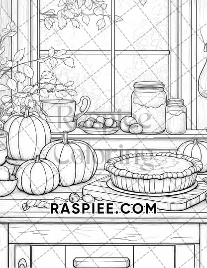 Autumn Charm Adult Coloring Pages Printable PDF Instant Download - RASPIEE