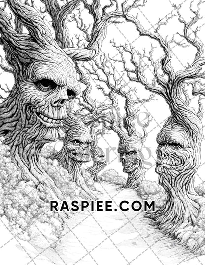 Halloween Surreal Adult Coloring Pages Printable PDF Instant Download - RASPIEE