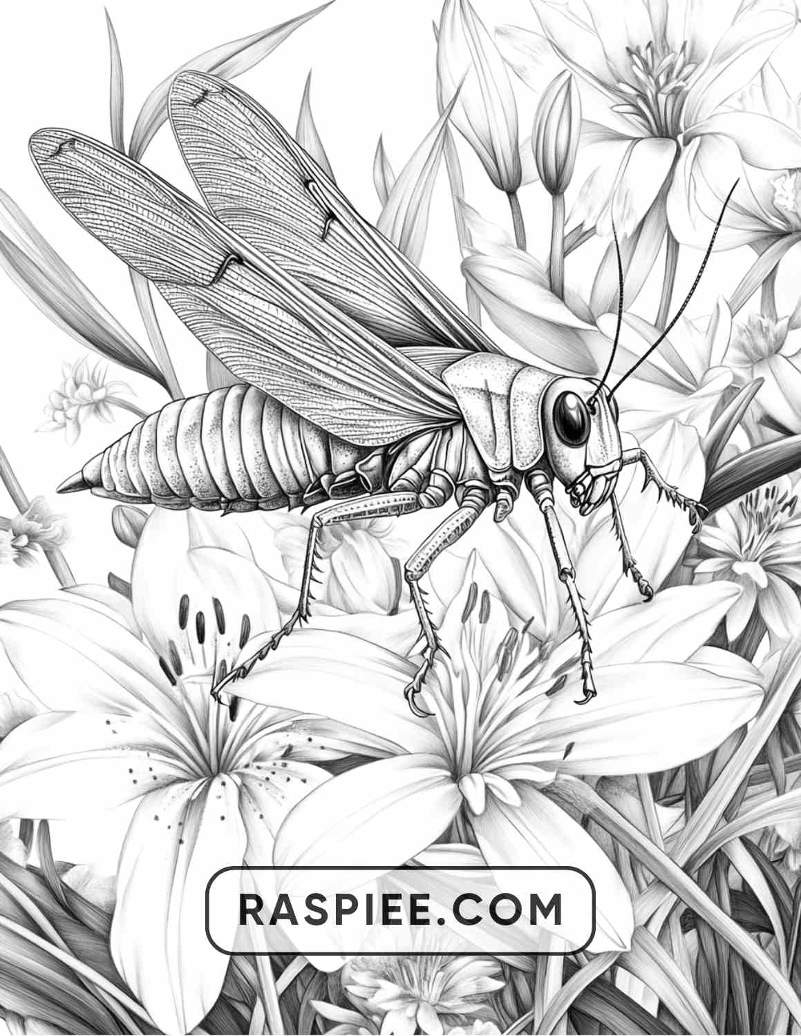 Insects and Flowers Adult Coloring Pages - RASPIEE