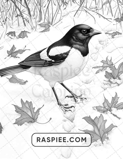 80 Winter Birds Adult Coloring Pages