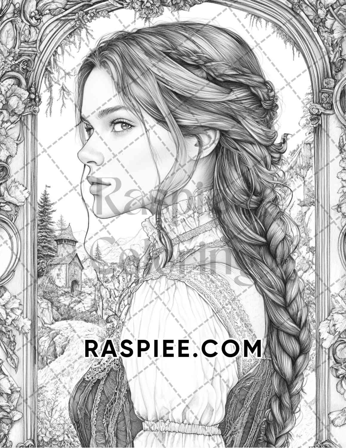 Enchanted Witches Adult Coloring Pages Printable PDF Instant Download - RASPIEE