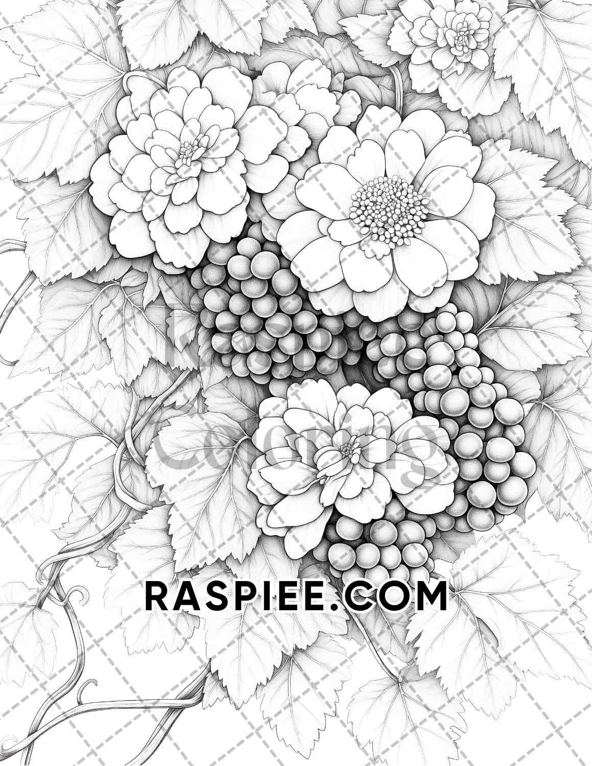 Fall Flowers Adult Coloring Pages Printable PDF Instant Download - RASPIEE